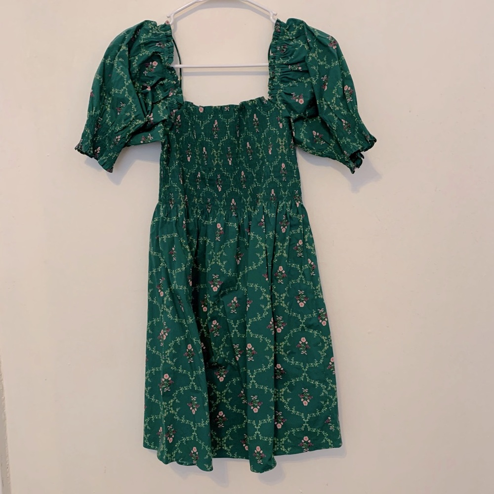 NWT Hill House Athena Nap Dress Emerald Trellis